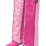 Cape Robbin Women’s Wedge Boots Knee High Pull On Pointed Fold Over Wedge Heel Boots Valeri-5 Pink 9