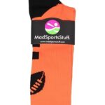 MadSportsStuff Football Logo Crew Socks (Neon Orange/Black, Small)