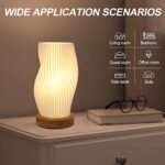 Zenply Novelty Small Table Lamp for Bedroom,Vintage Style Striped Small Night Light Lamp, Mini Bedside Lamp for Living Room Nightstand Small Space Kids Room Living Room Office Dorm (SM)