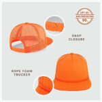 CHOK.LIDS Flat Bill Foam Top Hats for Men and Women Adjustable Snapback Trucker Hat Trendy Color Flat Brim Mesh Baseball Cap (Neon Orange)