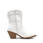 DREAM PAIRS Cowboy Ankle Boots for Women, Western Fashion Cowgirl Mid Calf Boots Low Chunky Block Heel Pointed Toe Fall Booties Shoes, SDAB2302W, White Size 9