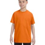 Hanes boys Cotton T-Shirt(5450)-Orange-M