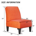 Yongqiang Upholstered Accent Chairs Set of 2 Armless Side Chairs for Living Room Bedroom Slipper Chair Orange Fabric