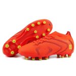 brooman Kids Firm Ground Soccer Cleats Boys Girls Outdoor Football Shoes (5,Orange)