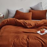 CLOTHKNOW Burnt Orange Comforter Set Queen Terracotta Bedding Comforter Sets Full Caramel Rust Bedding Sets Queen Brown Caramel Comforter for Queen Bed 3Pcs Rust Queen Bed Comforter Sets