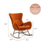 Qtivii Modern Rocking Chair, Comfy Uplostered Accent Chair with High Backrest and Armrests, Rocker Glider Chair for Nursery(Orange)