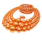 utop JNF Large Big Pearl Necklace and Earring Set Multi Strand Pearl Necklace Costume Jewelry Chunky Pearls Necklaces for Women