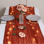 ATTGREAT Table Runner Gauze Table Cloth 118″ Long Farmhouse Wedding Cheese Cloth Table Runner for Wedding Party Bridal Baby Shower Birthday Table Decorations Orange