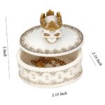 Aestivate Skeleton Head White Skull Jewelry Box Holder Organizer with Crown Halloween Skeleton Decorations Home Skull Decor