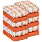 Oakias Kitchen Towels Orange (12 Pack, 16 x 26 Inches) – Cotton Kitchen Hand Towels – 360 GSM – Highly Absorbent & Quick Drying Dish Towels – Multi Check Style