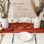 YARGEZON 12 Pack 10 Ft Terracotta Cheesecloth Table Runner Gauze Cheese Cloth for Burnt Orange Fall Bridal Baby Shower Wedding Decor ( 35 x 120 Inch )