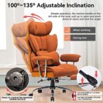 Efomao Desk Office Chair Big High Back Chair PU Leather Computer Chair Managerial Executive Swivel Chair with Lumbar Support (Orange)