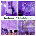 MAGGIFT 304 LED Curtain String Lights, 9.8 x 9.8 ft, 8 Modes Plug in Halloween Fairy Light with Remote Control, Christmas, Backdrop for Indoor Outdoor Bedroom Window Wedding Party Decoration, Purple