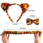 WILLBOND Tiger Costume Set Animal Fancy Costume Tiger Ear Headband Tail Bow Tie Tutu Skirt for Kids Halloween Cosplay Party (M)