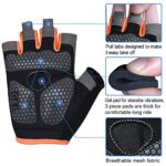 HuwaiH Cycling Gloves for Men/Women Anti Slip Shock Absorbing Biking Gloves Half Finger Gel Pad Bicycle Gloves Breathable Bike Gloves (Black/Orange, Large)