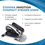 Stamina InMotion E1000 Compact Strider – Seated Elliptical with Smart Workout App – Foot Pedal Exerciser for Home Workout – Up to 250 lbs Weight Capacity – Silver