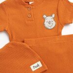 Disney Baby Boys’ 3 or 4 Piece Layette Set – Bodysuit, Pants, Hat, Booties – Mickey Mouse, Toy Story, Pooh (0-9M), Size 0-3 Months, Orange Pooh