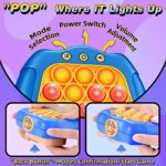 Push Pop Puzzle Game Machine, Light-Up Poppet Educational Console, Handheld Squeeze Bubble Decompression Autism Stress Relief Sensory Fidget Toys for Boys Girls Teens Kids Adults 4 Modes, Orange
