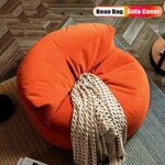 Bean Bag Chair Chenille Bean Bag Cover Washable Ultra Soft Pouf Ottoman No Filler Kids Adults Beanbag Chair Lazy Armchair Couch Floor Seating Living Room Furniture ( Color : Orange , Size : 100cm )