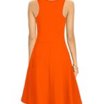 Missufe Skater Flared Tank Summer Dress Women’s Sleeveless Casual Racerback Plain Dresses (Orange, Medium)