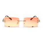 Yimosro Rectangle Sunglasses For Women Men Trendy Rimless Vintage Square Sunglasses For Women Eyewear Unisex Orange