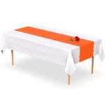 Orange Scallop Disposable Table Runner. 5 Pack 14 x 108 inch. Plastic Table Runner Adds A Pop of Color To Your Party Table, by Swanoo