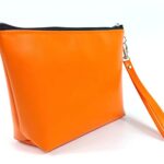 PIHNSDUA Orange Cosmetic Bag for Women Travel Makeup Bags Water Resistant PU Leather Small Pouch Bag with Zip