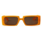 ADE WU Rectangle Sunglasses Women Men Vintage Retro 90s Black Square Sun Glasses TRENDY (Orange Frame Brown lenses)