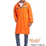Mens Long Hooded Safety Rain Jacket Waterproof Emergency Raincoat Poncho(Orange,L)