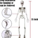 Sizonjoy 35″ Posable Halloween Skeleton, Full Body Joints Plastic Skeleton with Movable/Posable Joints,Perfect for Halloween Haunted House Props Decorations Outdoor