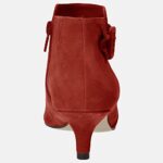 Juliet Holy Womens Pointed Toe Ankle Boots Kitten Heels Faux Suede Booties Side Zipper Dress Shoes, Orange Red, Size 5