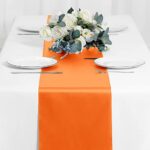 BEDDEB 5-Pack Orange Satin Table Runner 12 x 108 Inch Long Table Runner for Wedding, Orange Birthday Party Decorations, Premium Table Runners for Banquets, Graduations, Engagements
