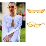 ADEWU Retro Cat Eye Sunglasses for Women Trendy Vintage Narrow Cateye Glasses UV Protection (Orange/Yellow Lens)