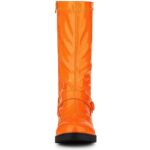 Allegra K Women’s Mid Calf Boots Orange Chunky Heels Patent Leather GO GO Boots 10 M US