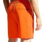 MIER Men’s Athletic Shorts 7″ Workout Running Quick Dry Lightweight Gym Shorts with Zip Pockets, Orange, L