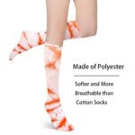 Benefeet Sox Womens Girls Neon Orange Tie Dye Knee High Socks Soft Athletic Casual Knee Highs Thin Tube Socks Teens Funny Baseball Long Socks Cozy High Calf Socks Knee High Stockings, Tie Dye Orange