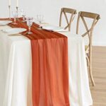 Ling’s moment 14Ft Burnt Ochre Sheer Chiffon Like Table Runner for Wedding Rustic Boho Wedding Party Bridal Shower Decorations Birthday Party Fall Decor
