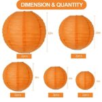 BEISHIDA Orange Round Paper Lanterns Decorative Hanging Asia Chinese Japanese Paper Lanterns Lamp for Birthday Wedding Halloween Baby Bridal Shower Fall Home Decor Party Decoration?10 Packs?