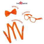 Dress Up America Neon Suspender, Bow-tie, Sunglasses, Accessory Set – Adult and Kids Size Suspenders