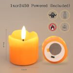 Eywamage Orange Real Wax LED Votive Candles with Remote, Flickering Flameless Battery Candles for Halloween Fall Party Decor