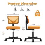 Armless Desk Chair – Small Home Office Chair with Wheels, Mesh Low Back Task Chair with Lumbar Support and Wheels, Adjustable Height 360° Rolling Swivel Computer Chair without Arm for Small Space