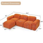 Tmsan Modular Sectional Sofa, Convertible L Shaped Couch, 94.5″ Cloud Couches for Living Room Furniture Set, Orange Teddy Fabric