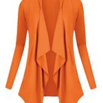 Urban CoCo Women’s Drape Front Open Cardigan Long Sleeve Irregular Hem (Orange, 2XL)