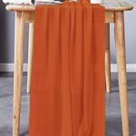 AVIVIHO 10ft Burnt Orange Chiffon Table Runner Wedding Table Runner Sheer Table Runner 29×120 inches Rustic Gauze Table Runner for Romantic Wedding Birthday Party Bridal Baby Shower Cake Table Decor