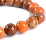 Orange Sea Sediment Jasper Gemstone 8mm Round Beads Stretch Bracelet 7 Inch Unisex