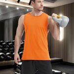 TACVASEN Mens Sleeveless Shirts Sleeveless Tee Shirts Cotton Tank Tops Fitness Shirt Bodybuilding Shirt Stringer Tanks Fitness Tanks Graphic Tanks Orange