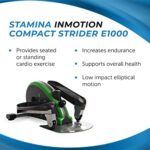 Stamina Inmotion E1000 Compact Strider – Seated Elliptical with Smart Workout App – Foot Pedal Exerciser for Home Workout – Up to 250 lbs Weight Capacity – Black/Green