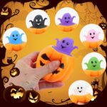 BILLMOSS Halloween Pumpkin Squishy Toys – 12PCS 6 Colors Stress Relief Ghost Toy for Trick or Treat Party Suppliers Party Favors Halloween Goodie Bag Fillers