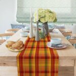 Halloween Buffalo Check Plaid Table Runner, Fall Autumn Orange Green Linen Family Dinner Table Runners for Indoor Outdoor Parties Events Home Decoration ( 13 x 72 Inch)