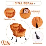 Tiita Lazy Chair with Ottoman, Modern Large Accent Lounge Chair, Leisure Sofa Armchair with Ottoman, Reading Chair with Footrest for Bedroom, Living Room, Dorm Rooms, Garden and Courtyard
